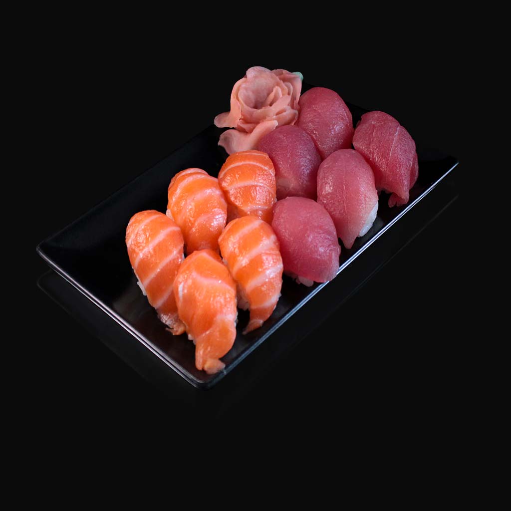 assortiment Nigiris au thon et saumon du restaurant japonais sushi d'art ile de la réunion 974